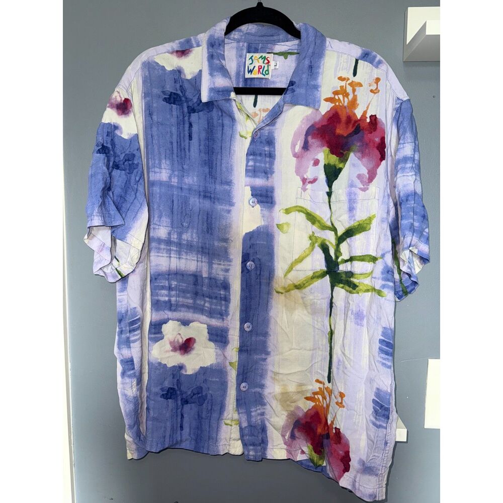 Vintage Jams World Made In Hawaii Abstract Floral Button Down Shirt | Size Large